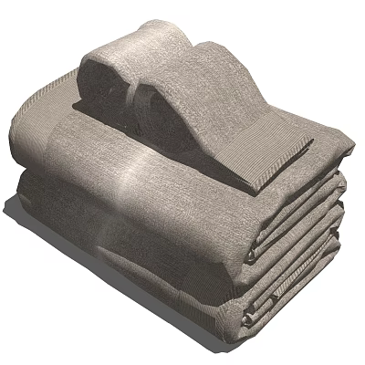 Stacked Gray Towels With a Bow Shaped Towel Neatly Placed On Top 3d model