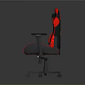 Ergonomic Gaming Chair with Black Red Patterned Design Armrests and Wheeled Base