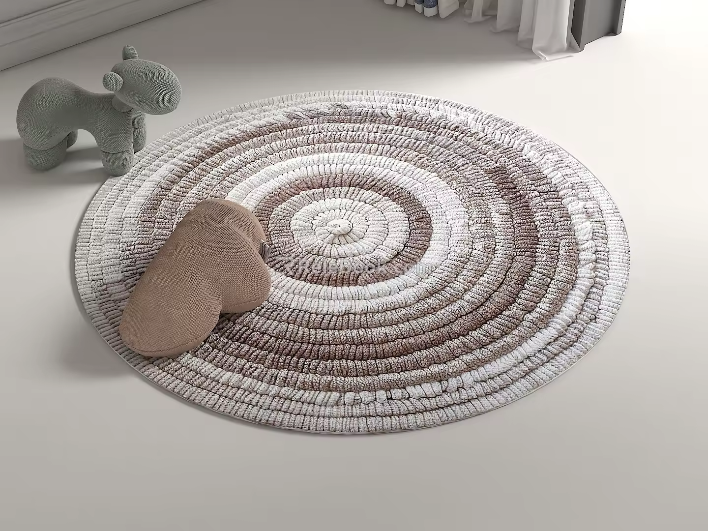 Modern Round Carpet Fabric Carpet Cream Style Carpet Home Style Carpet Round Cream Style Carpet 3d model