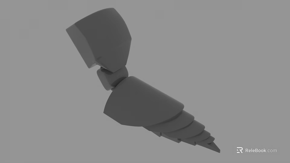 3D Model Of Mechanical Component Featuring Spiral Structure And Gray Geometric Shapes 3d model