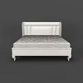 Modern Double Bed With Upholstered Beige Headboard And Wooden Legs