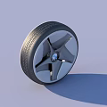 Black Car Tire With Modern Silver Alloy Wheel Rim And Stylish Spoke Design