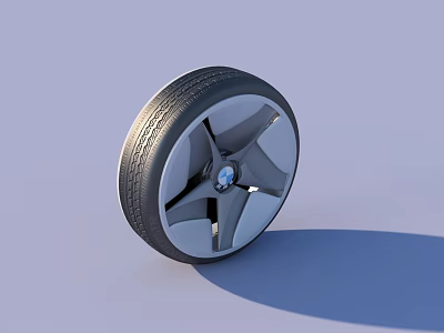 Black Car Tire With Modern Silver Alloy Wheel Rim And Stylish Spoke Design 3d model