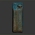 Vintage Rusted Blue Jerry Can With Weathered Metal Surface And Rust Spots