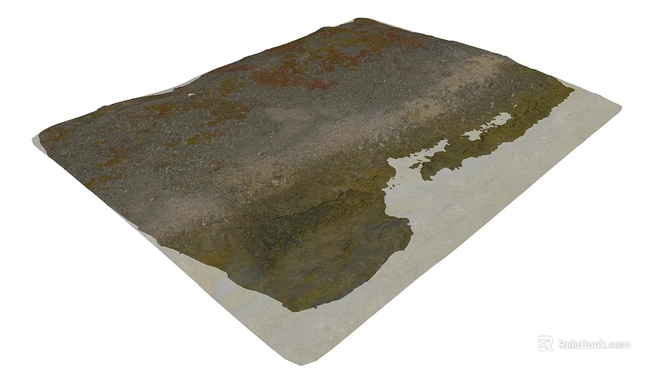 Natural Outdoor Ground With Patchy Earthy Tones And Irregular Mossy Texture Features 3d model