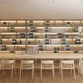 Library Bookcase Service Desk Reading Table and Chair Combination Sofa Coffee Table Combination 3d model