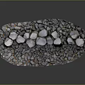 Wooden And Stone Decorative Columns With Various Heights On Gravel Base Structure