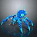 Blue Glowing Aquatic Creature With Sharp Claws Long Tentacles And Detailed Texture
