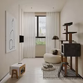 Cozy Lounge Room With Cat Tree Round Sofa And Art Painting