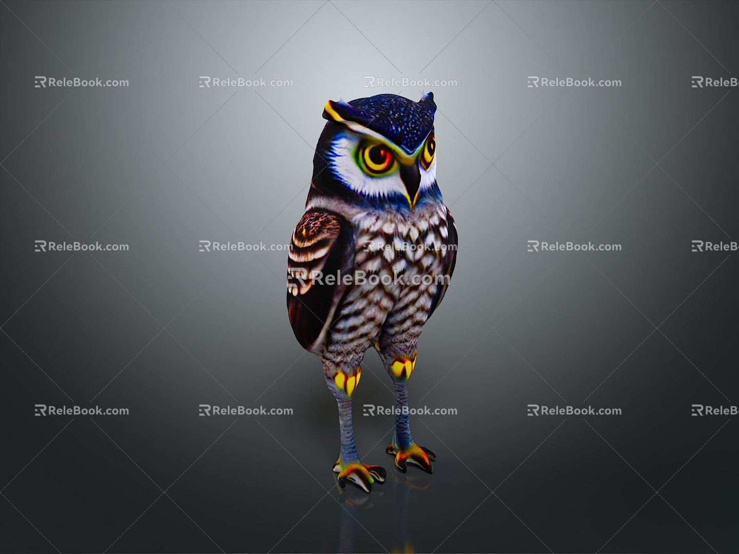 Owl grimace owl long-eared owl wulin owl monkey face owl carved owl 3d model