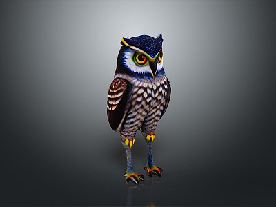 Owl grimace owl long-eared owl wulin owl monkey face owl carved owl 3d model