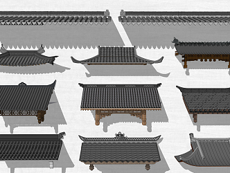 Chinese-style eaves line 3d model