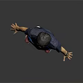 Man Wearing Blue Black Striped Polo Shirt Jeans Red Sneakers With Arms Outstretched Gray Background