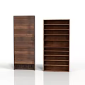 Dark Brown Wooden Cabinet And Multi Layer Bookshelf With Wood Grain Texture