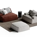 Baxter Damascus Sofa Single Sofa Single Lazy Sofa 3d model