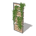 Vertical Wooden Garden Shelf With Green Hanging Plants And Layers