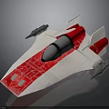 Futuristic Spacecraft Model With Red And White Body Gray Engines And Wings