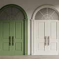 French double-door arched door 3d model