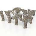 Ancient Stone Architecture Structural Components With Arches Columns And Carved Textures