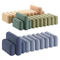 Modern Modular Sofa Set With Multicolor Fabric Modules And Flexible Arrangement Options 3d model