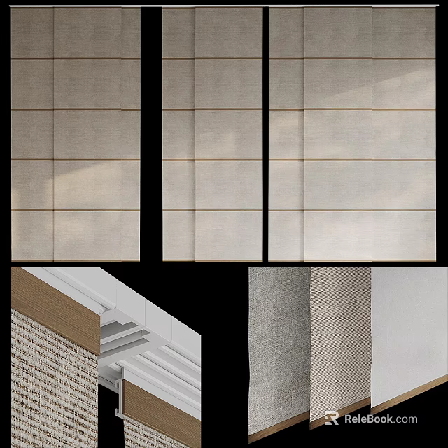 Modern Background Wall Design With Textured Panels And Neutral Tones 3d model