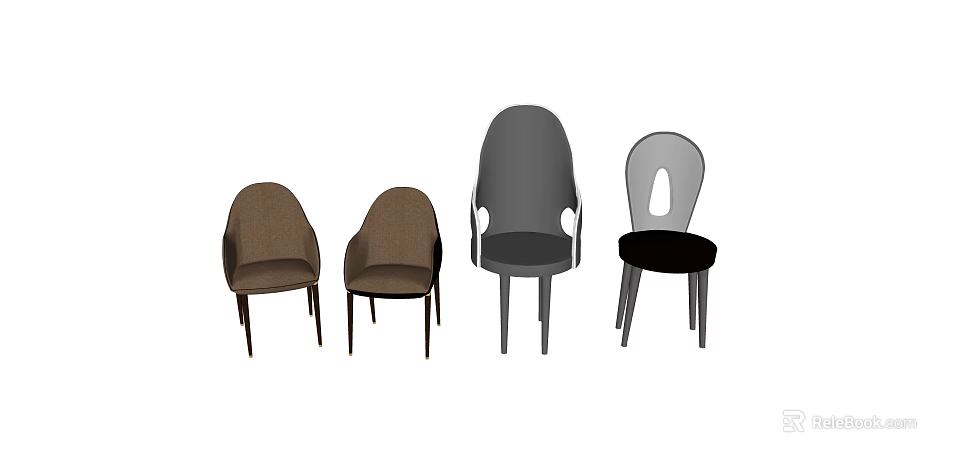 Modern Single Sofa Design Featuring Brown Gray Black Upholstered Slim Legs And Armrests 3d model 
