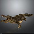 Crocodile Model With Open Mouth And Golden Brown Texture On Black Surface