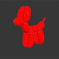 Shiny Red Balloon Dog Sculpture On Dark Background With Reflection 3d model