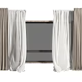 Double Layer Window Curtains White Sheer And Beige Drapes For Home Decor 3d model