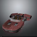 Red Cosmic Spaceship Design With Transparent Canopy And Engine Modules 3d model