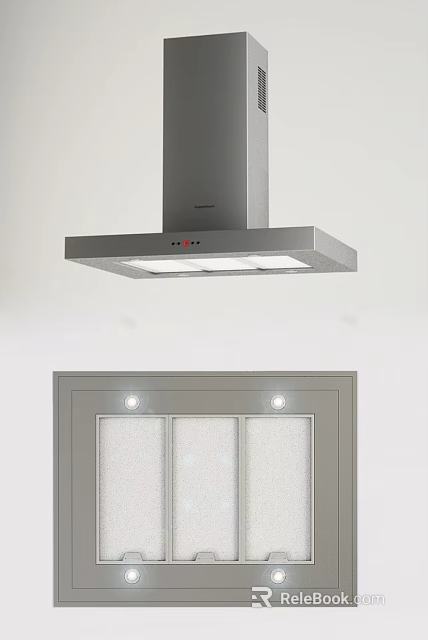 Modern Kitchen Appliances Including Range Hood And Cabinet Interior Design 3d model