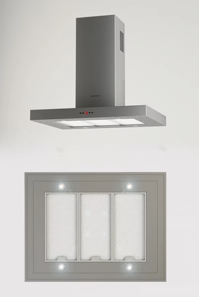 Modern Kitchen Appliances Including Range Hood And Cabinet Interior Design 3d model