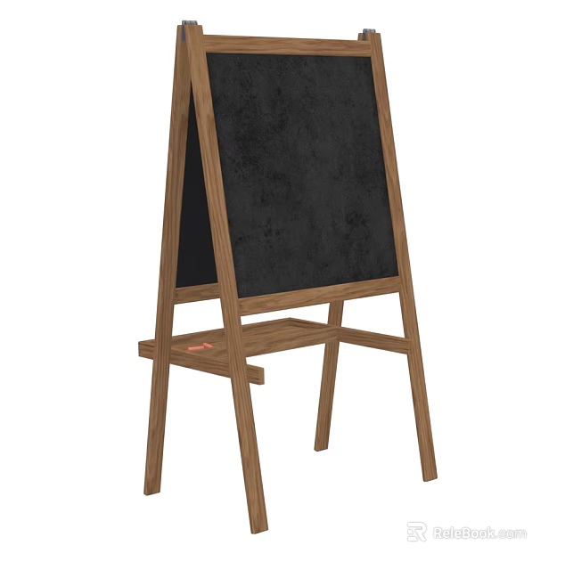 Classic Wooden Stand Blackboard With Sturdy Frame And Smooth Writing Surface 3d model 