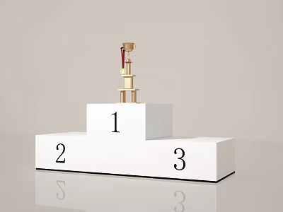 Interactive Zone Featuring White Podium With Gold Trophy And Numbers 1 2 3 3d model