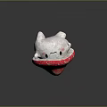 Adorable Game Movie Character Featuring White Body Pink Cheeks On Red Base With Soft Expression