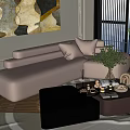 Modern Multiplayer Sofa Atmospheric Sofa Coffee Table Combination 3d model
