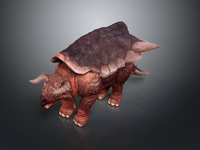 Ankylosaurus Dinosaur With Brown Body Thick Armored Shell And Horned Head 3d model