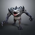 Ferocious Monster Character With Spikes Open Mouth And Muscular Limbs