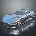 Shiny Silver Sports Car With Sleek Body Reflective Surface And Rear Spoiler Design
