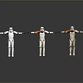 Game and Movie Stormtrooper Characters Standing with Arms Outstretched and Orange Shoulder Armor
