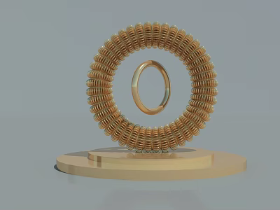 Elegant Golden Circular Decorative Structure With Inner Ring On Base Platform 3d model
