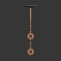 Elegant Copper Candlestick With Plant Motifs And Three Candle Holders On Black Background