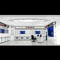 Modern Control Room Interior With Multiple Display Screens Control Panels And Workstations