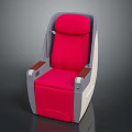 Red Aviation Seat With Gray Frame And Wooden Armrests For Travel Comfort