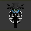 BMW Adventure Motorcycle With Blue And Silver Body Windshield Side Cases And Black Tires