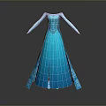 Elegant Blue Formal Gown with Long Sleeves and Pleated Flowing Design