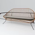 Stylish Wicker Leisure Chair With Soft Gray Cushion And Metal Frame