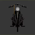 Vintage Motorcycle With Black Body Orange Rims Leather Seat And Classic Mechanical Details