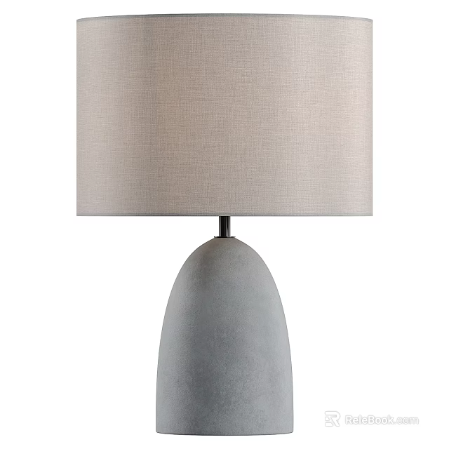 Elegant Modern Table Lamp With Beige Fabric Lampshade And Gray Base 3d model 