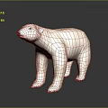 White Polar Bear With Thick Fur Standing On Dark Reflective Surface 3d model
